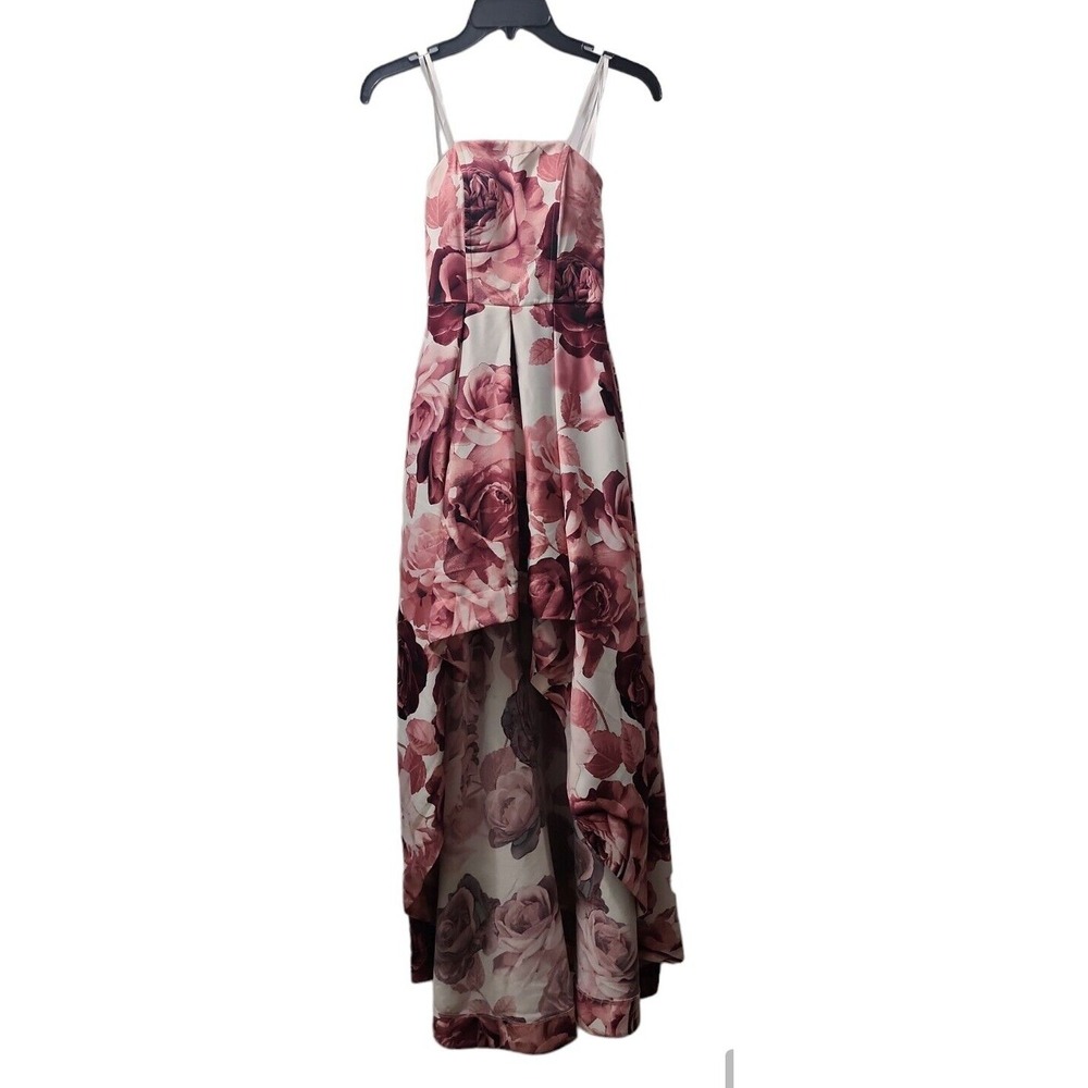 Floral High Low Dress Party Cocktail Strapless Dress
